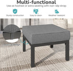 Wisteria Lane Outdoor Footstools Patio Ottoman Set of 2, Aluminum All-Weather Outdoor Footrest Seat with Removable Cushions, Patio Furniture Ottomans for Garden, Backyard, Poolside-Gray