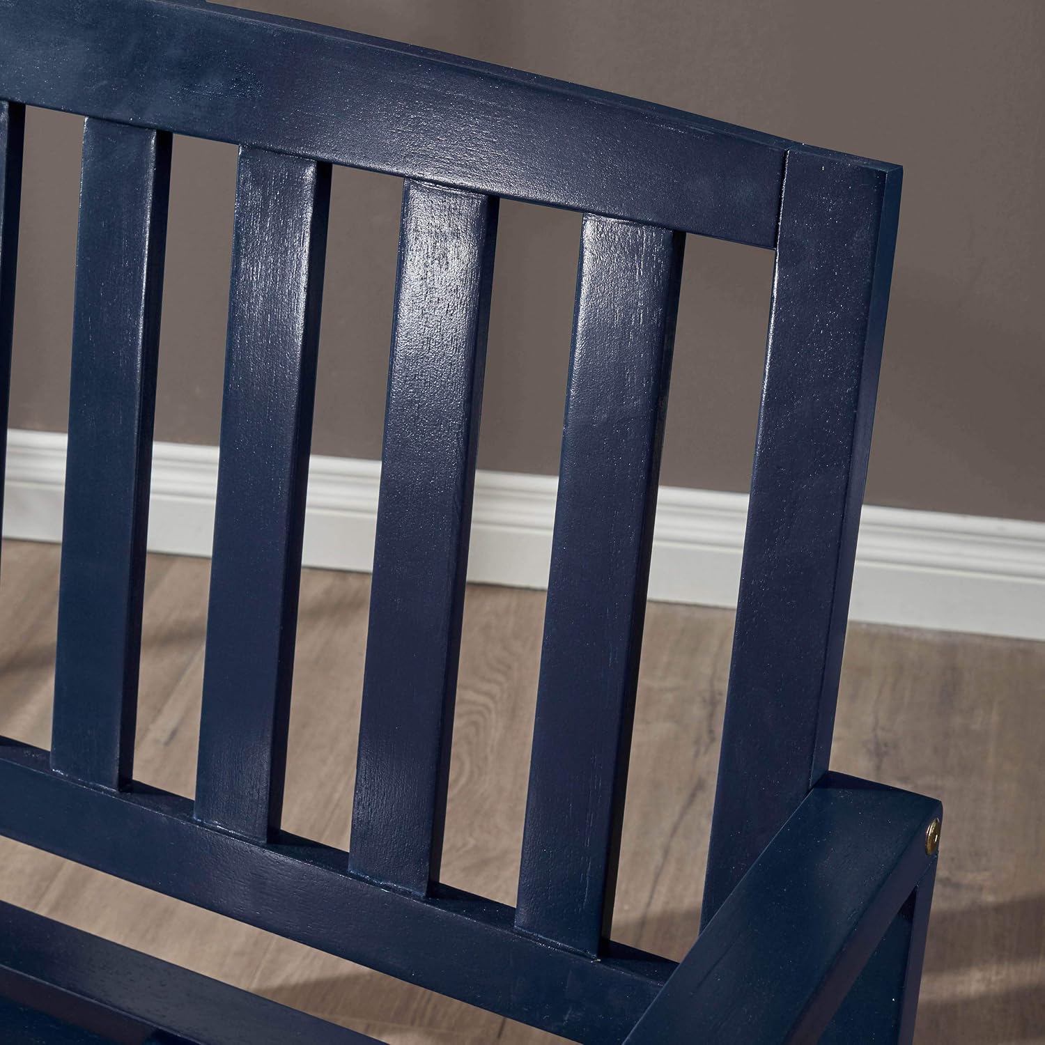 Christopher Knight Home Laurel Farmhouse Cottage Acacia Wood Bench, Pu Navy Blue