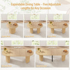 weselon 42"-105" Extendable Dining Table for 4-12, Expandable Oval Dining Room Table with Fluted Pedestal Base & Reinforced Metal Support Leg, Large Modern Kitchen Table for Dining Room (Natural)