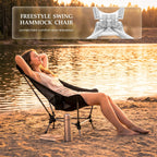Hammock Camping Chair, Lightweight Folding Beach Lounge Chair with Adjustable Height Legs, Mesh Portable Swing Camp Chair with Cushioned Head Pillow & Armrests for Camping Beach Hiking