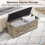 IDEALHOUSE 39.4" Storage Bench with 2 Safety Hinges, Grey | Retro Wooden Storage Chest, Loads 300 lb, Easy Assembly, Storage Ottoman Bench for Bedroom Entryway Living Room