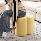Yellow Velvet Ottoman, Small Vanity Stool, Modern Ottoman Stool, Footrest for Couch, Flower Footstool for Makeup Room, Entryway and Living Room
