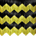 KatchOn, Black and Gold Fringe Backdrop Curtain - XtraLarge 6.6x1.7 Feet, Pack of 6 | Graduation Backdrop for Graduation Decorations 2025 | Fringe Curtain for Birthday Decorations | Prom Decorations