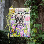 Happy Easter Dog Garden Flag Boston Terrier Spring Flags Buffalo Plaid Bunny Eggs Yard Flag for Outside 12x18 Double Sided Small Decorative Floral Outdoor Flag