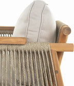 Merax Outdoor Acacia Wood Lounge Chair w/Cushions Set of 2, Patio Club Chair with Rope & Sturdy Wood Legs, All-Wearther Singe Sofa Chair for Porch, Lawn, Backyard, Balcony, Teak+ Beige