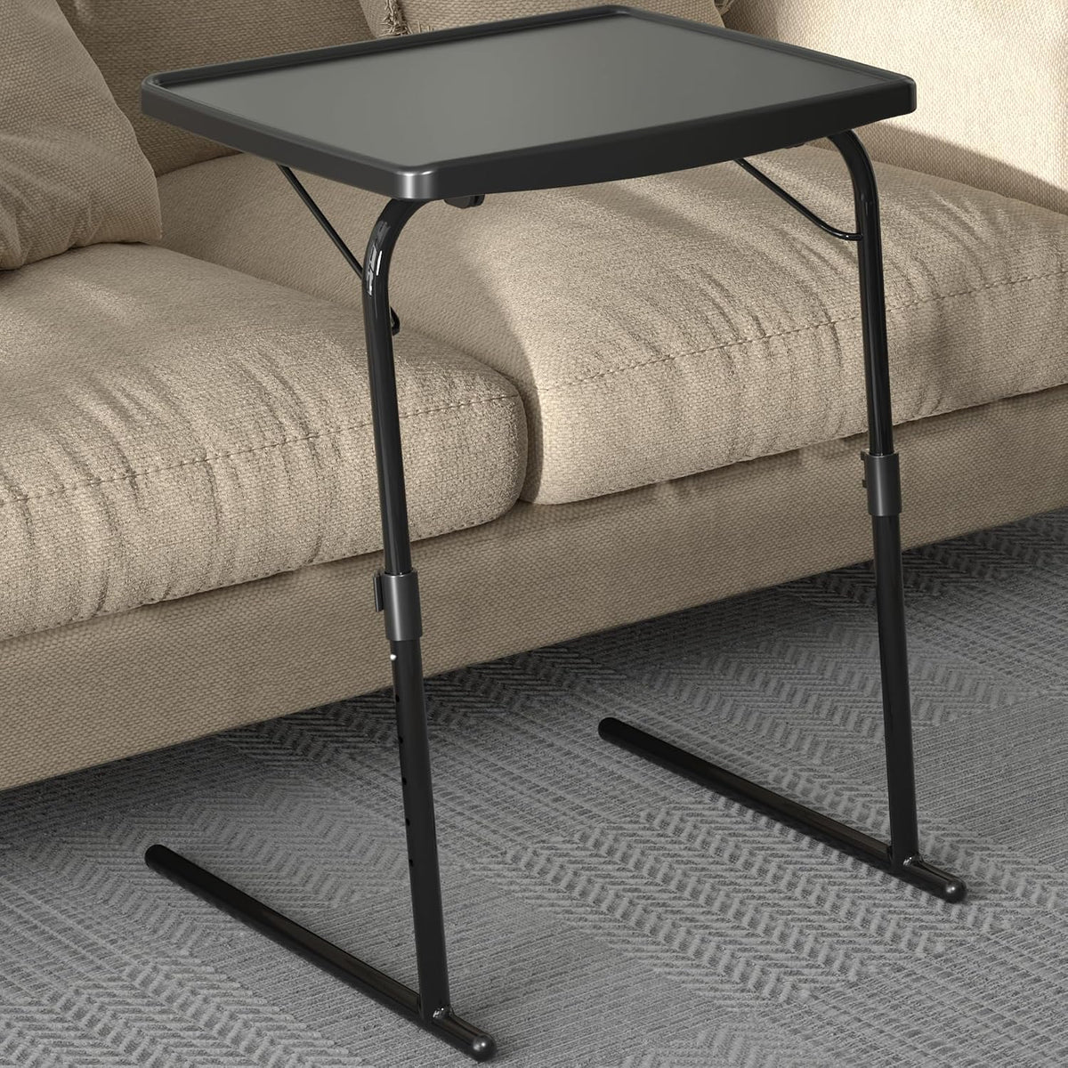Max TV Tray Table, Allpop Adjustable Large TV Tray for Eating, Folding Dinner Laptop Table on Couch & Bed with 6 Heights & 3 Tilt Angles, Black