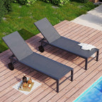 SUNLEI Patio Lounge Chair Outdoor Set of 2, Outdoor Chaise Lounge w/5-Position Adjustable Backrest & All Weather, Pool Lounge Chairs for Pool Beach Deck (Dark Grey, 2 Pieces)
