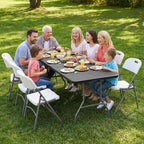 SEALAMB 6FT Portable Plastic Folding Table for Indoor & Outdoor, Heavy Duty Fold Up Table Foldable Picnic Tables Dining Table for Camping Parties Backyard Events(Black, 6FT)