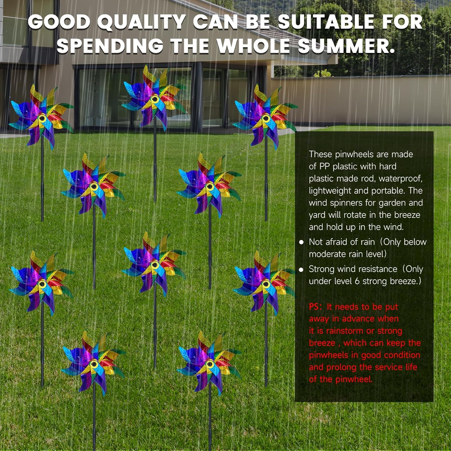 10 PCS Reflective Pinwheels for Yard and Garden Bird Devices Pre-Installed Sparkly Wind Spinner Deterrent to Scare Birds Away from Yard Patio Farm (Multicolor-1)