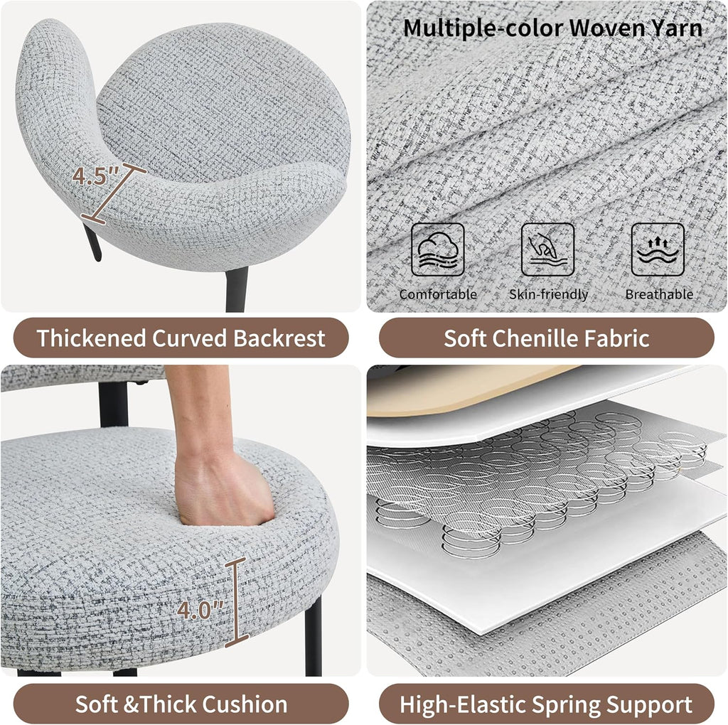 Dining Chairs Set of 4, Fabric Dining Chairs Metal Legs, Off-White | Breathable Fabric,Ergonomic Comfort Backrest,Spring Upholstered Seat for Kitchen Dining Room Restaurant