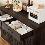 HOSTACK 47" W Kitchen Sideboard Buffet Cabinet with Storage Drawers, Brown | Farmhouse Kitchen Storage Cabinet with Doors and Shelves, Coffee Bar Cabinet, Buffet Table for Living Dining Room