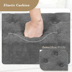 Athena Collection Small Ottoman Foot Rest with Legs, Linen Fabric Ottoman Foot Stool with Soft Padded seat, Square Footstool FootRest for Living Room, Bedroom, Office, Dark Grey