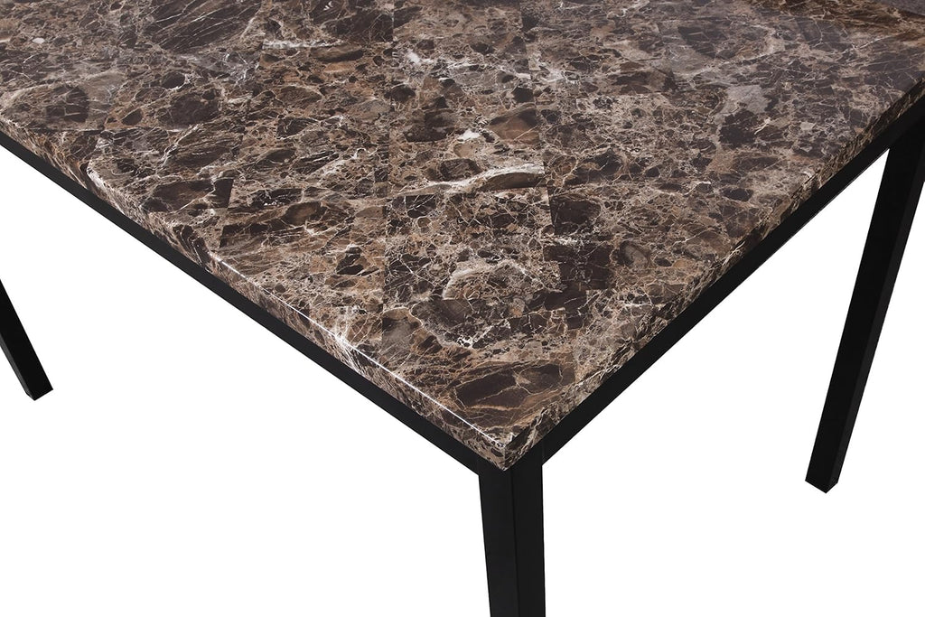 Metal Dining Table with Laminated Faux Marble Top Black - 45" Square Contemporary Kitchen Table for 4 Sturdy Metal Legs Easy Assembly