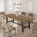 GarveeHome 63-83" Extendable Dining Table, Industrial Rectangular Dining Room Table for 6-8 People, Expandable Kitchen Table with Heavy Duty Metal Frame for Dining Room, Kitchen & Parties, Rustic Pear