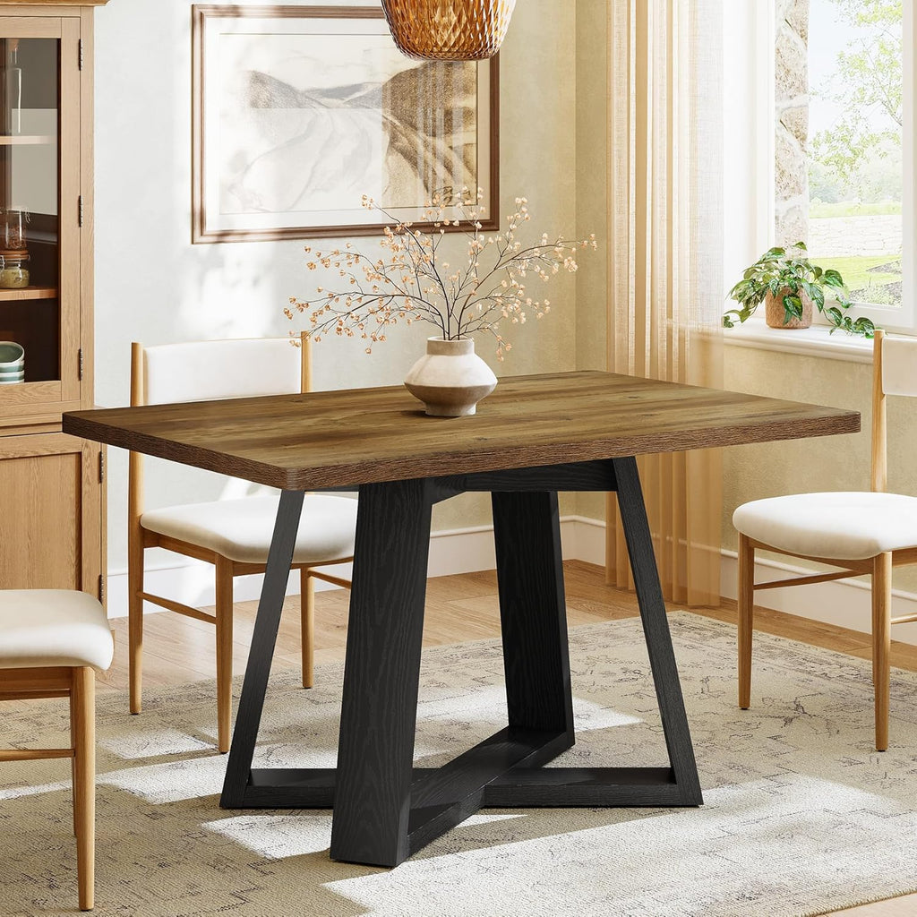 Tribesigns 47-Inch Dining Table for 4 People, Modern Kitchen Table with Wooden Legs, Dinner Table for Kitchen, Dining Room, Small Space, Black and Brown