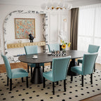 Parsons Solid Wood Dining Chairs Set of 6 with UP High Back, Kitchen Chairs with Upholstered Seat, Holds Up to 300 Lbs,Accent Chairs Easy Assembly, Light Blue CY1331HL