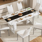 St.Mandyu 71 Inch Rectangle Dining Table for 4-8 People, Long Kitchen Dinner Table with Waterproof Tabletop and Adjustable Leg for Kitchen, Dining Room, White