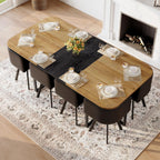 Dining Table Set for 8, 79" Large Dining Room Table Set for 8, Modern Farmhouse Kitchen Table Set for 8, Space Saving Wood Rectangular Dining Room Table with 8 Chairs for Home Gatherings