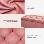 Yaheetech 43in Velvet Storage Ottoman Bench for Bedroom End of Bed, Pink | Button-Tufted Ottoman with 1.9C Storage Space, Tapered Gold Metal Legs, Sized for Entryway Living Room Window Seat