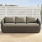 CHITA Patio Wicker 3-Seater Sofa with Removable Cushion, Backyard Rattan Chair for Sunrooms, Patios, Decks, Fully Assembled
