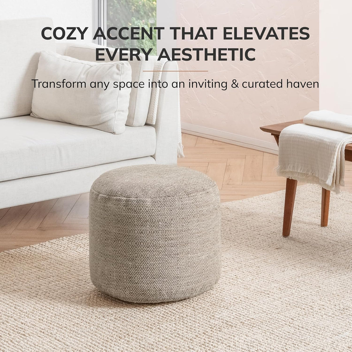 Anji Mountain 17" H x 22" W Handmade Pouf Ottoman for Living Room & Couch