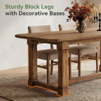 63" Solid Wood Dining Table, Rectangular Kitchen Table with Sturdy Legs, Rustic Wooden Dinner Tables for 4-6, Dining Room, Living Room, Natural Finish