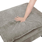 Lexicon Chenille Upholstered Rectangle Ottoman, Foot Stool, Black Faux Wood Feet, Durable Frame, Large Padded, Modular Sectional Couch Add Ons for Living Room, Bedroom, Assembly Required, Dark Pewter