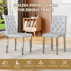 Modern Dining Chairs Set of 6, Button Tufted Upholstered Parsons Chairs with Silver Metal Legs, Grey PU Leather Kitchen Chair for Dining Room, Kitchen, Restaurant