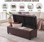 Mangodan 43" Storage Ottoman Bench, Tufted Ottoman with Storage for Living Room, Large End of Bed Ottomans, Modern Entryway Benchs, Window & Bedroom Benches for Foot of Bed (Faux Leather Dark Brown)