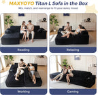 MAXYOYO 104" Modular Sectional Couch with L-Shape Chaise, Modern Couch for Living Room, Sofa in A Box, Oversized Sofa with Deep Seat, No Assembly Required, Black