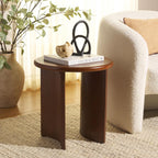 SAFAVIEH Home Collection Alanka Walnut Brown 2-Leg Round Top End Table