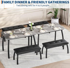 Dining Table Set for 4, 3-Piece Wooden Kitchen Table with 2 Upholstered Benches, Space-Saving Dinette Set for Restaurant, Studio, Dining Room, Home Kitchen(43''x28''x30''), Gray