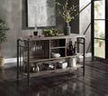 Antique Oak and Sandy Grey 5-Shelf Kitchen Island with Wood+Metal | Wood and metal construction with rustic and modern design