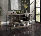 Antique Oak and Sandy Grey 5-Shelf Kitchen Island with Wood+Metal | Wood and metal construction with rustic and modern design