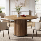 Tribesigns 47.24" Brown Round Dining Table for 4-6 People