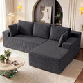 GRUSIGN Cloud Sectional Couches for Living Room, Modular L Shaped Couch with Deep Seat Oversized Right Facing Chaise, Memory Foam Compressed Spineless 3 Seater Sofa, Wide-Striped Grey