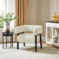 Yaheetech Accent Living Room Chair with Pocket Coiled Seat Set of 1 | Sofa Armchair | Barrel Chair | Corduroy | Comfy | Modern | Small Space | Bedroom | Reading | Beige