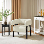 Yaheetech Accent Living Room Chair with Pocket Coiled Seat Set of 1 | Sofa Armchair | Barrel Chair | Corduroy | Comfy | Modern | Small Space | Bedroom | Reading | Beige