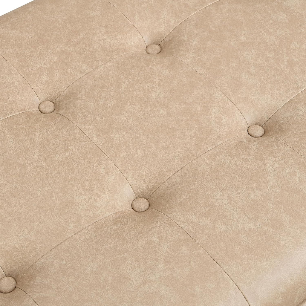 Merax 48.4" Rectangle Tufted Upholstered Cocktail Ottoman, Leather Ottoman Coffee Table, PU Leather Ottoman for Living Room, Bedroom, Office,Taupe Brown