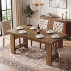 63-Inch Farmhouse Dining Table, Solid Wood Kitchen Table for 4-6 People, Large Wooden Rectangular Dinner Tables for Dining Room, Easy Assembly