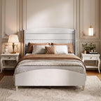 Queen Size Bed Frame,Upholstered Platform Bed,Wingback Headboard