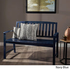 Christopher Knight Home Laurel Farmhouse Cottage Acacia Wood Bench, Pu Navy Blue