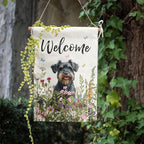 Spring Summer Garden Flag Floral Schnauzer Yard Flag Flower Dog Garden Flags for Outside Small Outdoor Welcome Flags 12x18 Double Sided