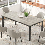71 Inch Industrial Dining Table, Large Rectangle Kitchen Table with Metal Legs, Round Corners, Wooden Conference Tables Writing Desk for Dining Room, Living Room, Rustic Grey
