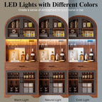 Arched Kitchen Pantry Cabinet, Kitchen Hutch Storage Cabinet with Countertop and Charging Station, Tall Coffee Bar Cabinet with Storage, Dining Room Kitchen Hutch Cabinet with Storage