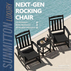 Outdoor Rocking Chair Oversized, HDPE All Weather Resistant Patio Rocker, 31.5" High Back 21.5" Deep Seat Oversized Porch Chairs for Lawn Garden Deck Balcony 400lbs Capacity(Black)
