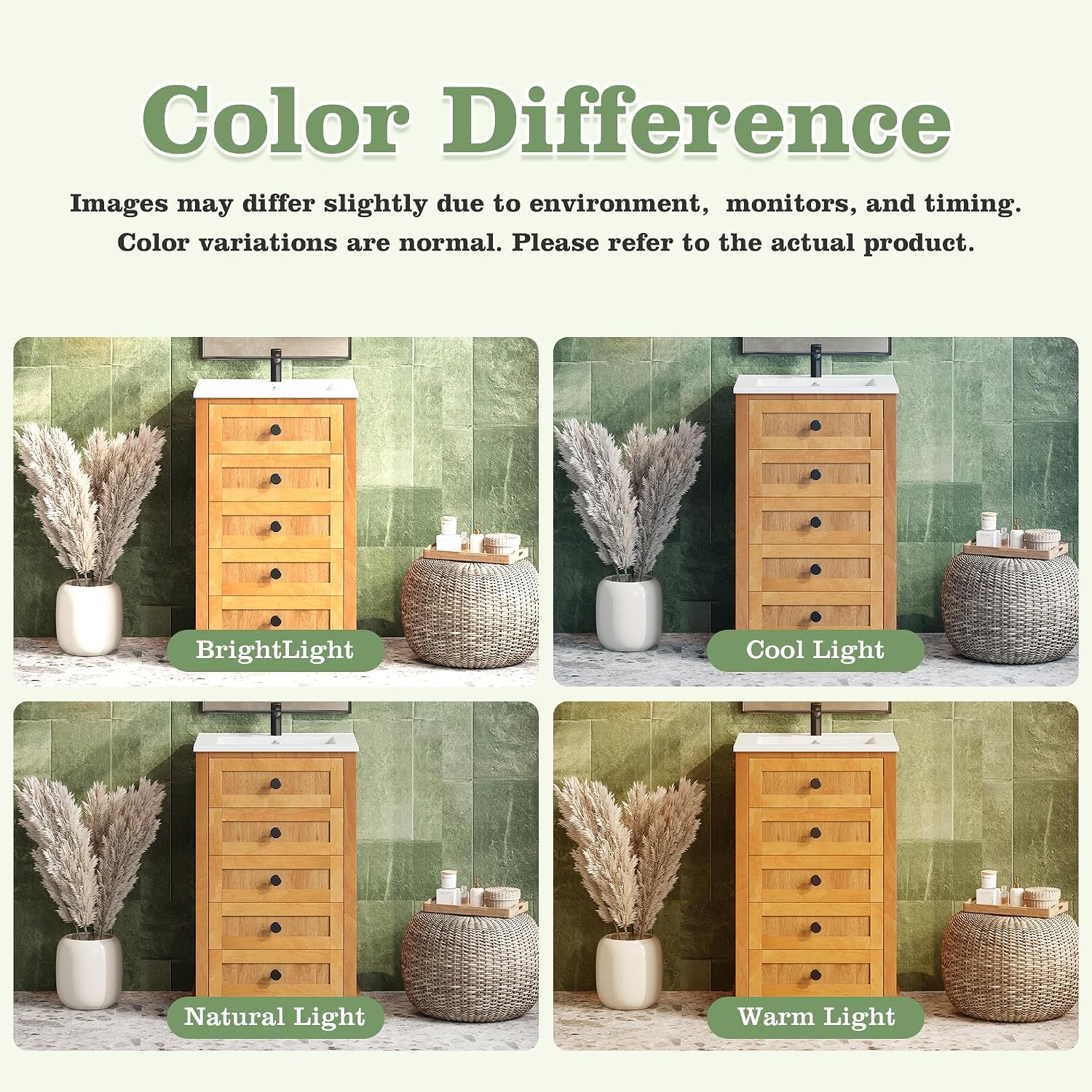 JIVOIT 20" Bathroom Vanity with Integrated Ceramic Sink, Wood Bathroom Cabinet with Adjustable Shelf, Soft-Closing Door, Solid Wood Bottom Frame for Small Space