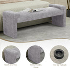 WUTUTUEE 58.7" End of Bed Bench Upholstered Modern Bedroom Bench for Living Room & Entryway, Easy Assembly, Footrest Ottoman Accent Window Bench with Solid Wood Frame & Curved Arm, Grey