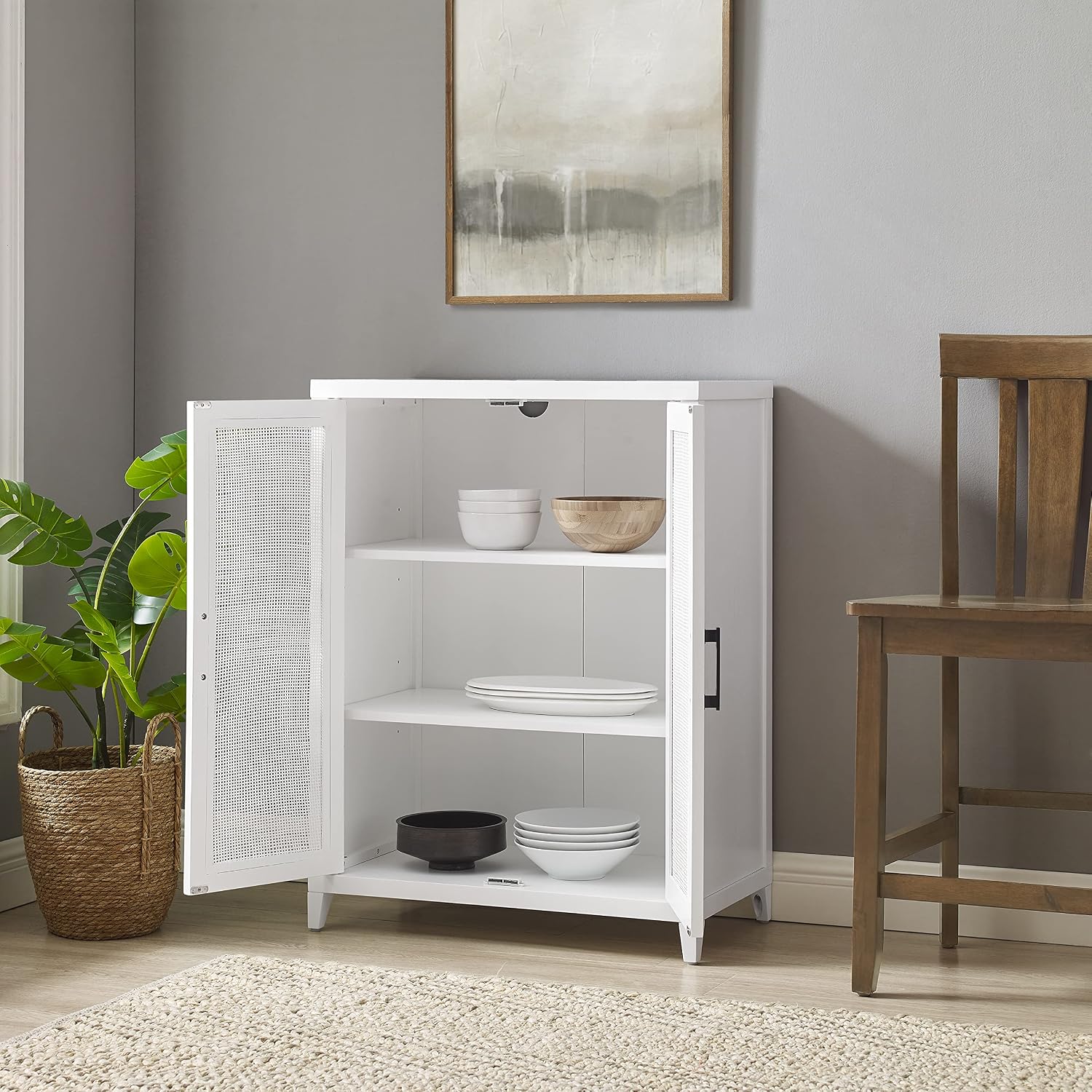 Crosley Furniture Milo Stackable Pantry Storage Cabinet with Shelves, Kitchen, Dining, or Laundry Room, White