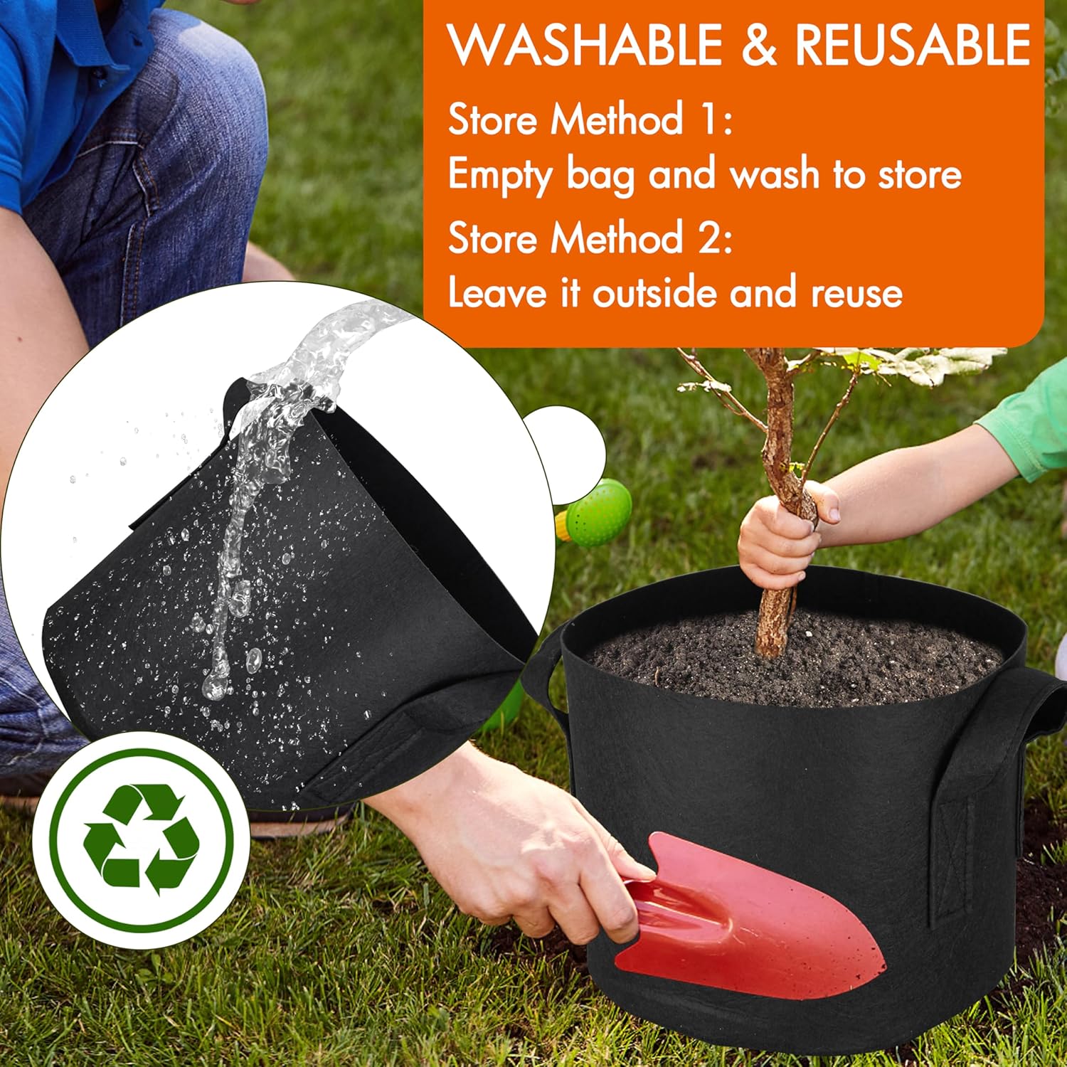 Gardzen 6-Pack 1 Gallon Grow Bags, Aeration Fabric Pots with Handles, Heavy Duty Cloth Pots for Plants